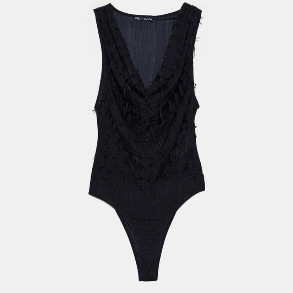 New Zara Sleeveless bodysuit with flowy neckline